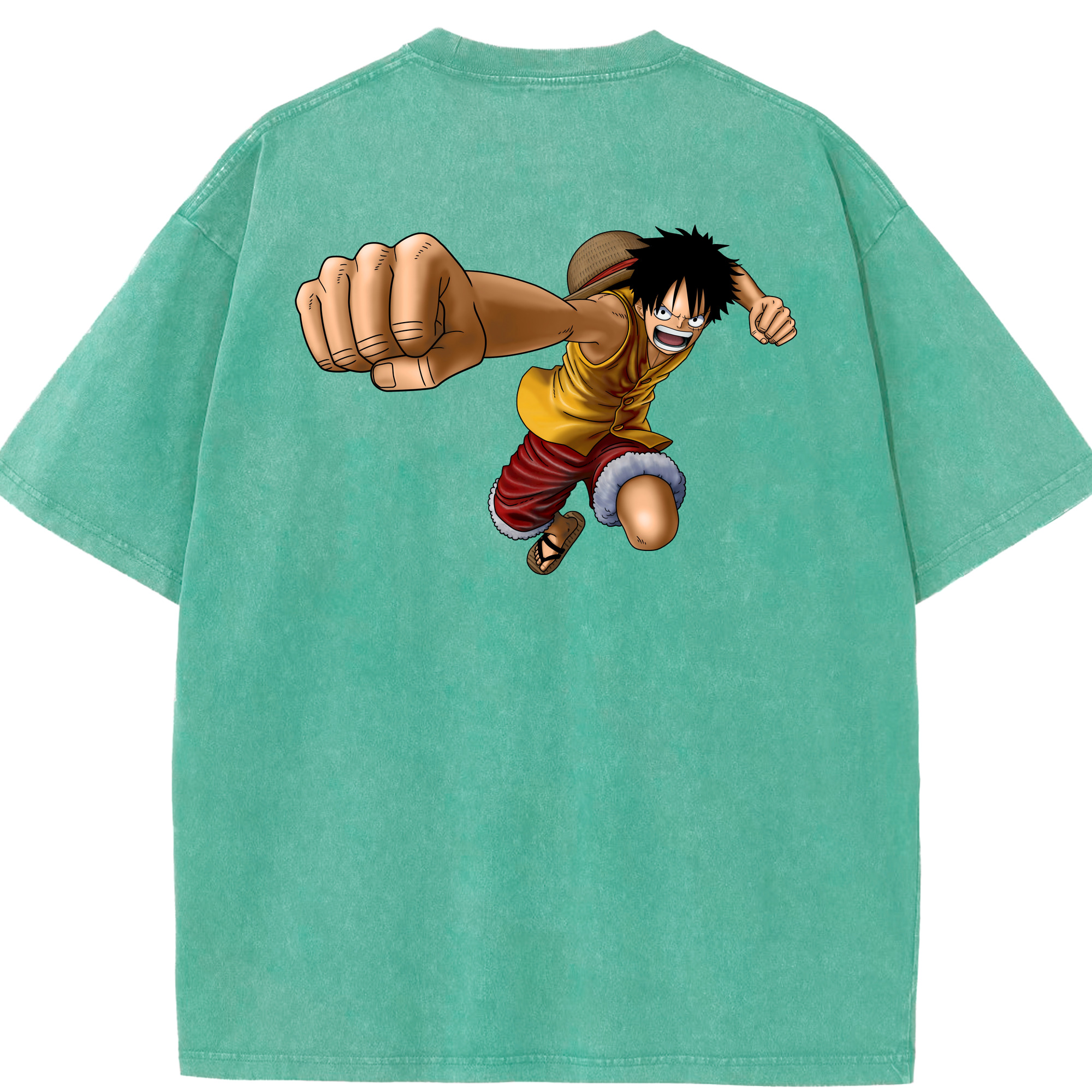 ワンピース モンキー・D・ルフィ ONE PIECE Monkey D. Luffy 綿100% ヴィンテージ風 半袖Tシャツ（背面プリント）